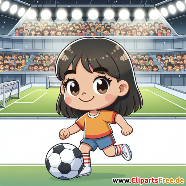 Mädchen spielt Fußball im Stadion Clipart - Bilder zum Thema Fußball