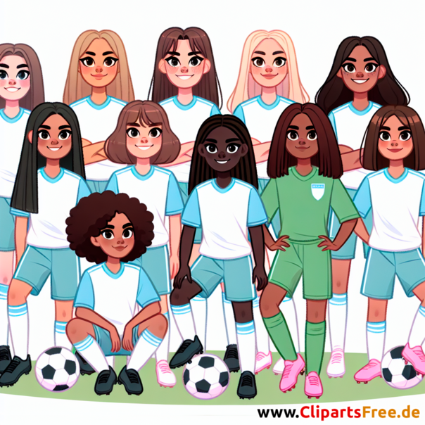 Mädchenfußballteam Clipart - Bilder zum Thema Fußball