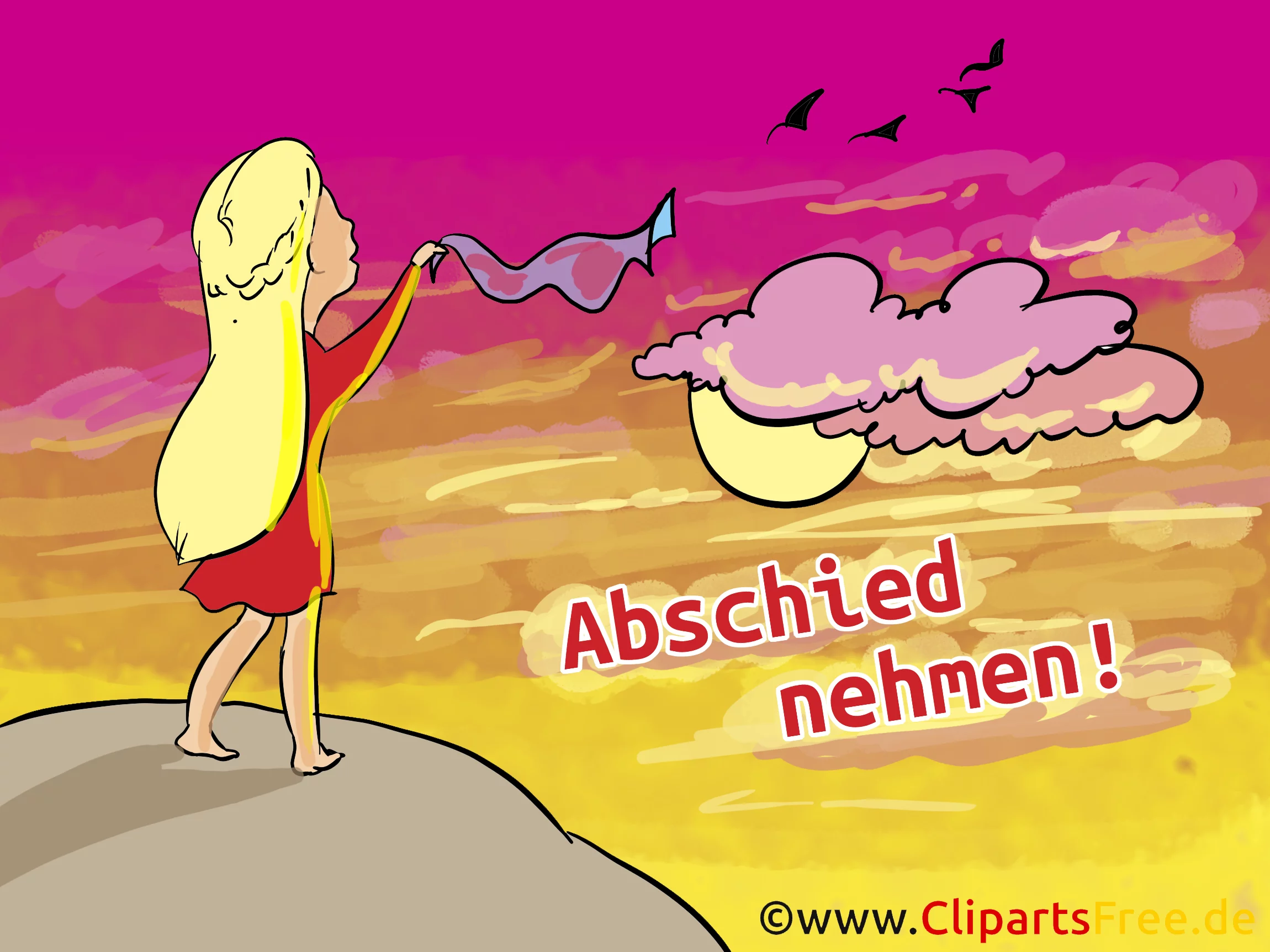 Verabschiedung Kollegin als Karte, Bild, Clipart
