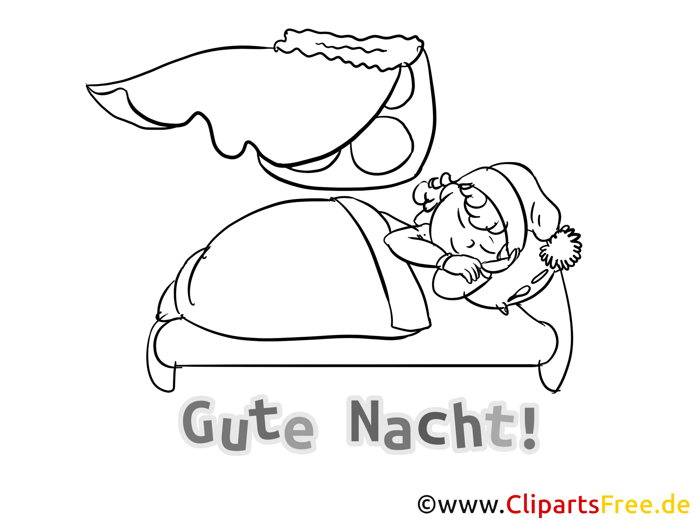 Gute Nacht Karte zum Download und Ausmalen gratis