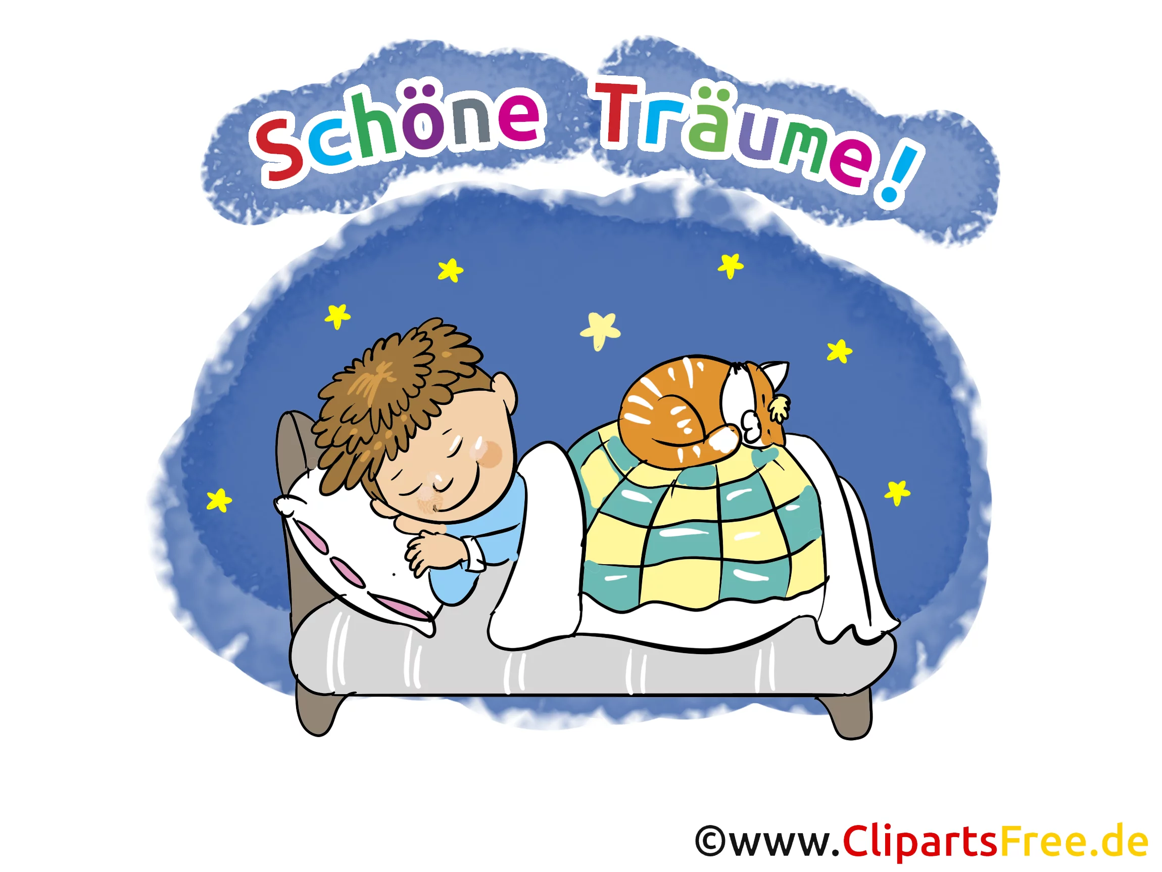 Gute Nacht und schöne Träume Karte, GB Bild, Cartoon gratis