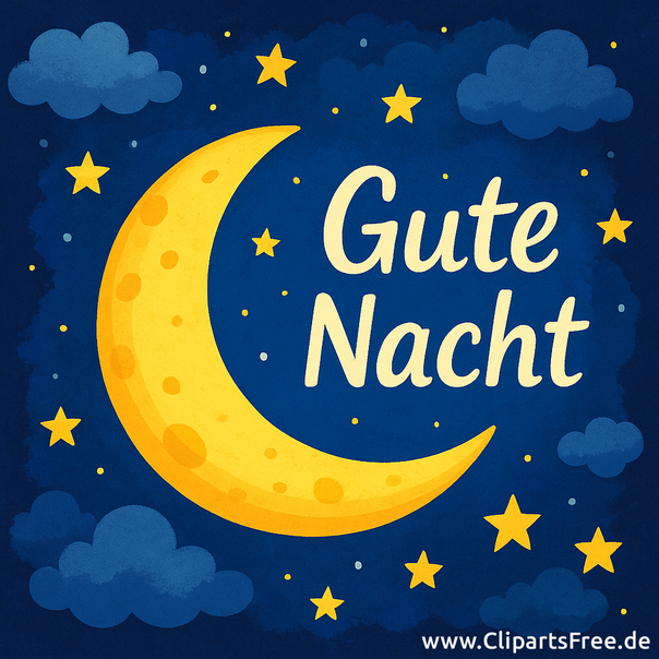 Gute Nacht Wunsch - Bild mit Mond auf dem Nachthimmel