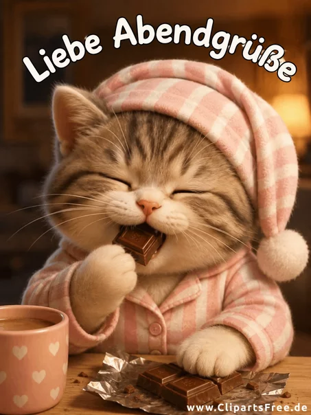 Liebe Abendgrüße niedliche Katze Karte