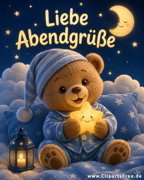 Liebe Abengrüße schöne Grußkarte mit Bärchen