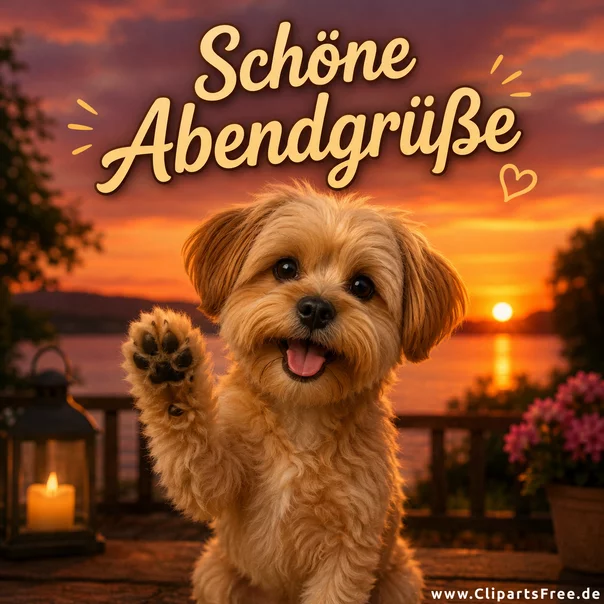Schöne Abendgrüße - niedlicher Hund Clipart