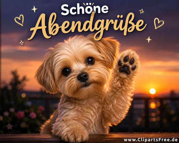 Schöne Abendgrüße mit einem süßen Hund