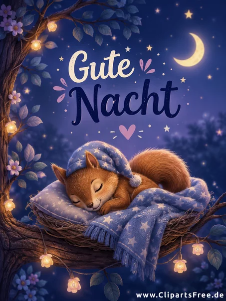 Schöne Träume mit Eichhörnchen Clipart
