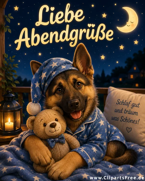Schöne Träume mit Schäferhund Clipart