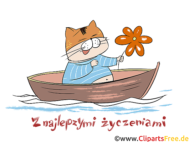 Alles Gute auf Polnisch Comic Clipart, Glückwunschkarte