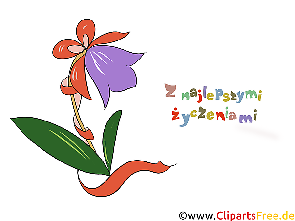 Blume zum Geburtstag Clipart, Bild - Geburtstagswünsche auf Polnisch