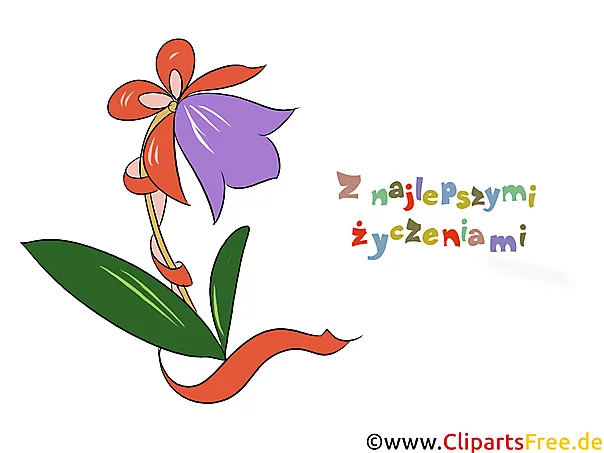 Blume zum Geburtstag Clipart, Bild - Geburtstagswünsche auf Polnisch