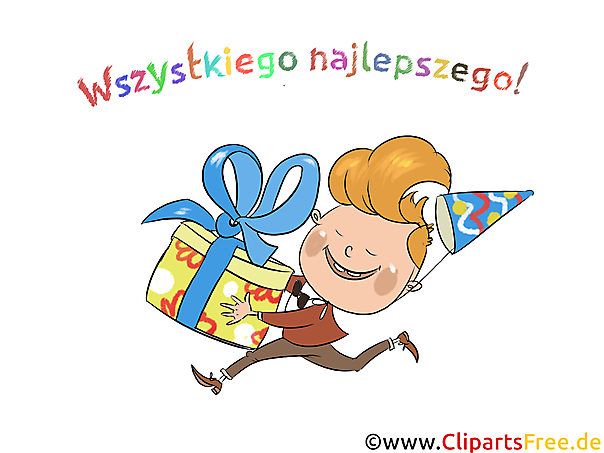 Geburtstag auf Polnisch Clipart, Bild, E-Card