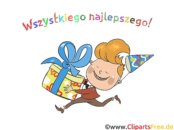 Geburtstag auf Polnisch Clipart, Bild, E-Card
