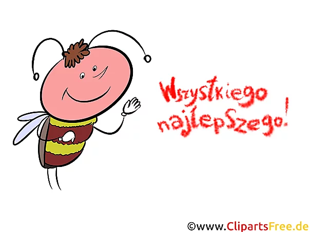 Geburtstag Cartoonglückwunschkarte auf Polnisch