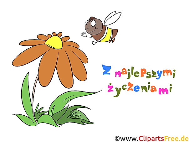 Geburtstagswunsch auf Polnisch Clipart, Comic, Bild