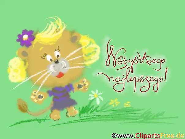 Glückwunsch zum Geburtstag auf Polnisch Clipart, Bild, Illustration