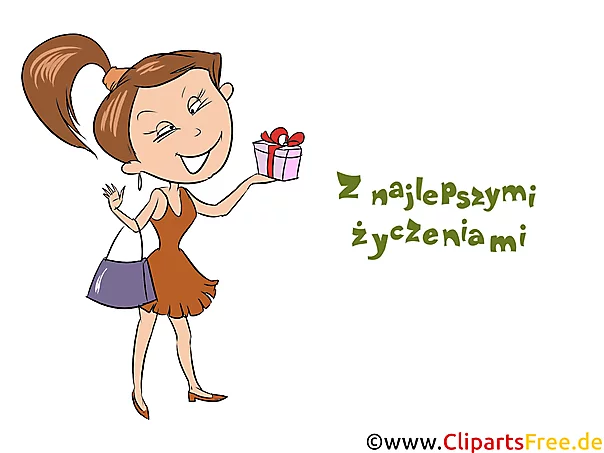 Gratulation für eine Frau zum Geburtstag auf Polnisch Bild, Clipart