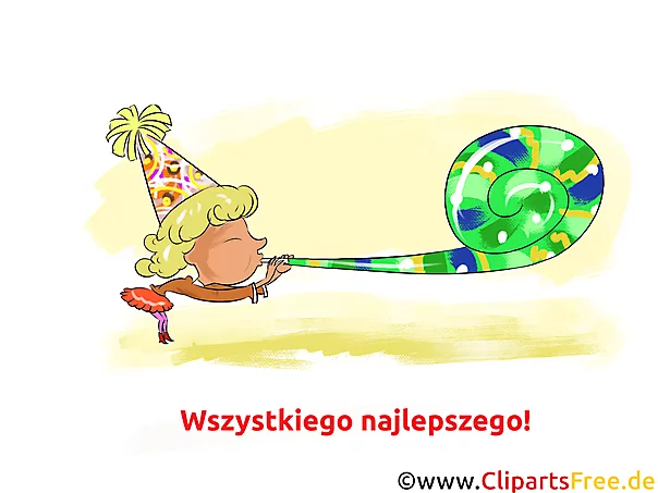 Gruss zum Geburtstag auf Polnisch Bild, Clipart, Glückwunsch