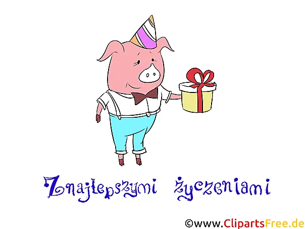 Herzlichen Glückwunsch zum Geburtstag auf Polnisch Clipart, Karte