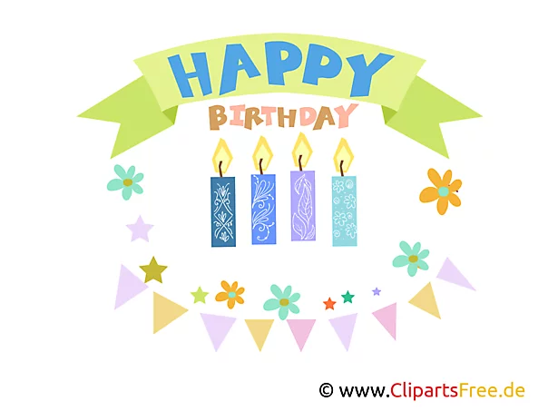 Birrthday Clipart, Grafik, E-Karte, Bild kostenlos