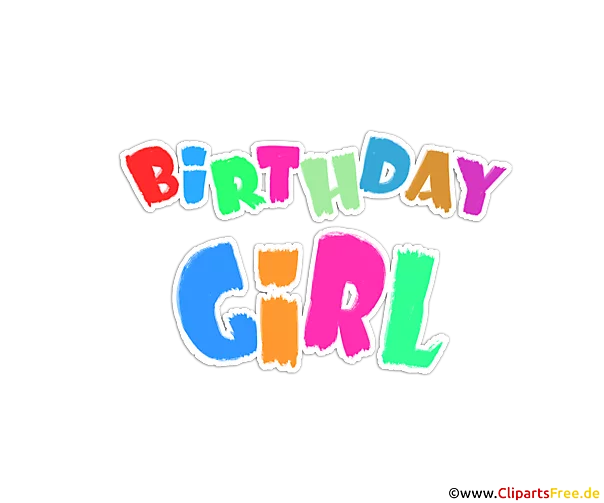 Birthday Girl Text zum Drucken Clipart, Illustration, Bild