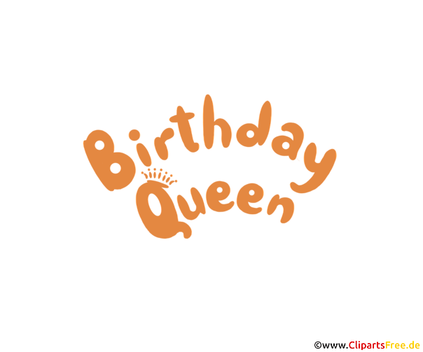 Birthday Queen Text in Orange zum Ausdrucken