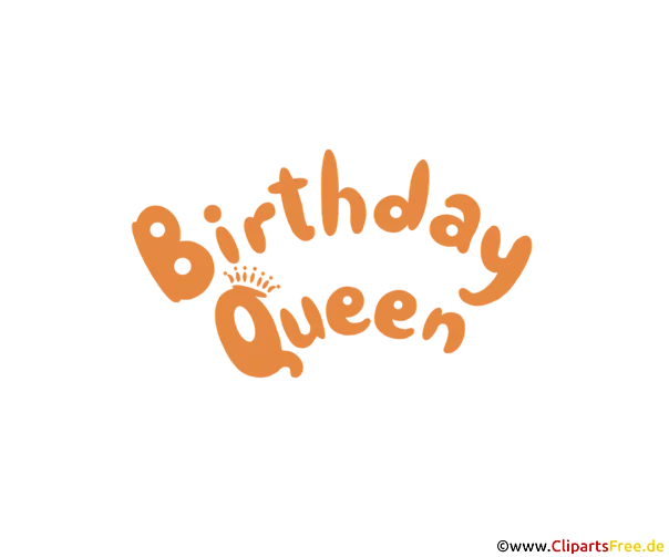 Birthday Queen Text in Orange zum Ausdrucken