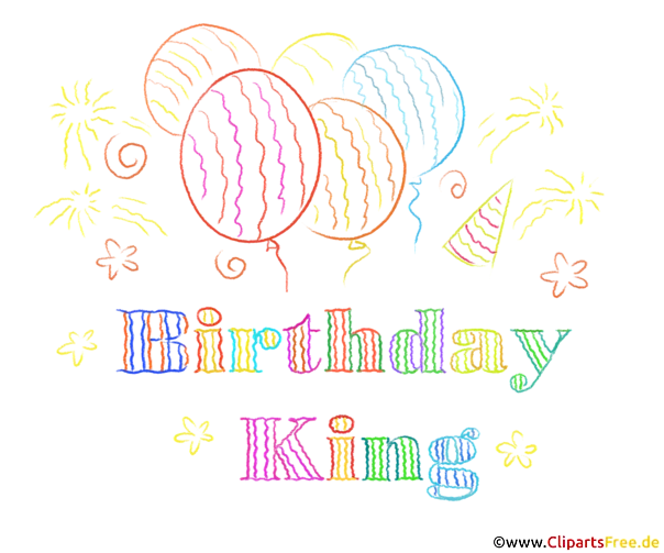 Bunte Überschrift mit Luftballons Birthday King