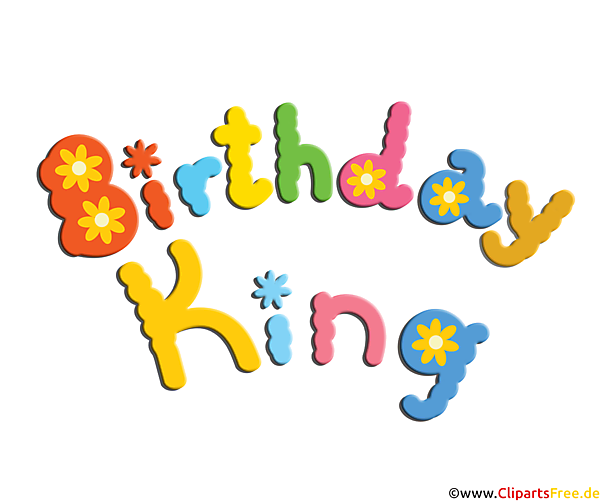 Bunter Text Birthday King zum Ausdrucken