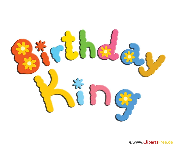 Bunter Text Birthday King zum Ausdrucken
