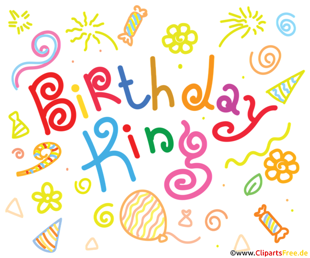 Clipart Birthday King in bunten Buchstaben