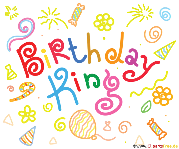 Clipart Birthday King in bunten Buchstaben