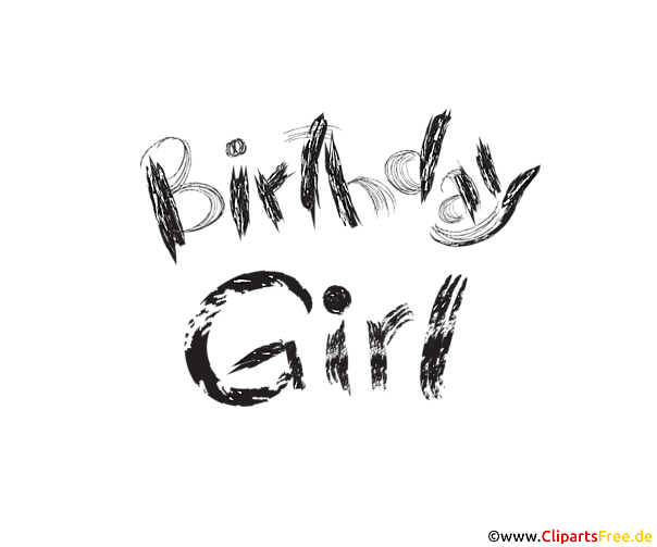 Schrift Birthday Girl schwarz-weiss