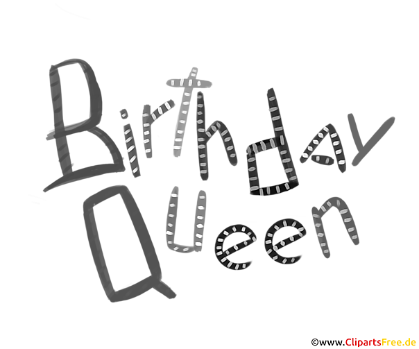 Schwarzweisser Schriftzug Birthday Queen