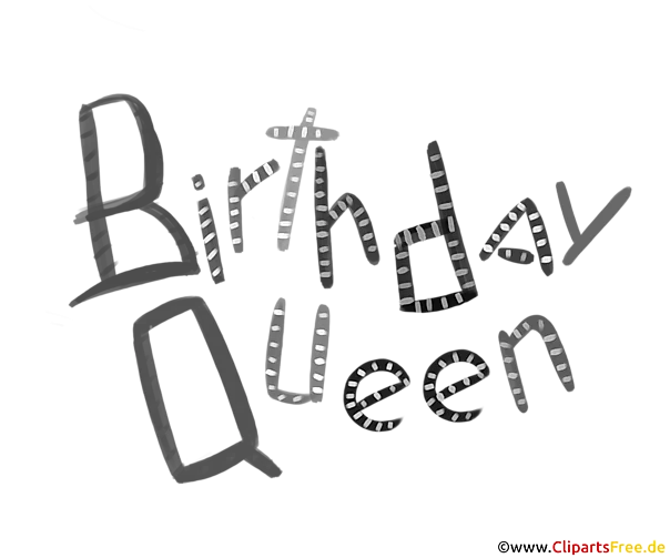 Schwarzweisser Schriftzug Birthday Queen