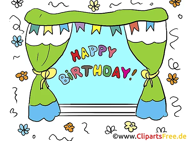 Clipart Happy Birthday Text im Fenster