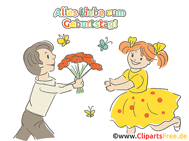 Geburtstag Bild Frau und Mann mit Blumenstrauß Geburtstag Bild Frau und Mann mit Blumenstrauß