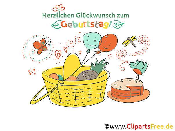 Geburtstag Clipart - Bild mit Picknickkorb Geburtstag Clipart - Bild mit Picknickkorb