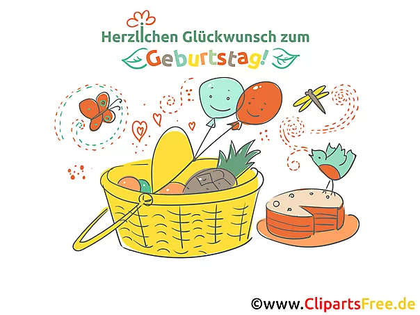 Geburtstag Clipart - Bild mit Picknickkorb