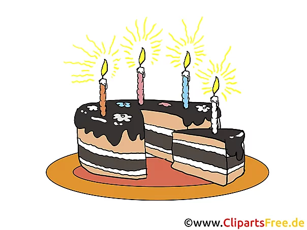 Geburtstagskuchen mit Kerzen Bild - Clip Art