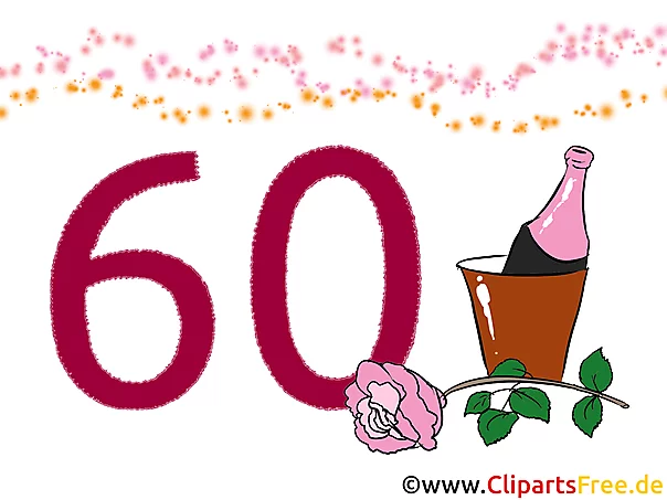 Geburtstagswünsche zum 60 - Glückwunschkarte, Clipart, Bild