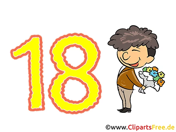 Glückwünsche zum 18. Geburtstag - Karte, Bild, Clipart