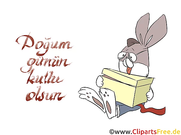 Alles Gute zum Geburtstag auf Türkisch Clipart, Bild, Comic