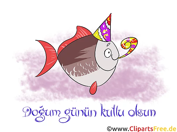 Alles Gute zum Geburtstag auf Türkisch Clipart, Bild, Glückwunschkarte