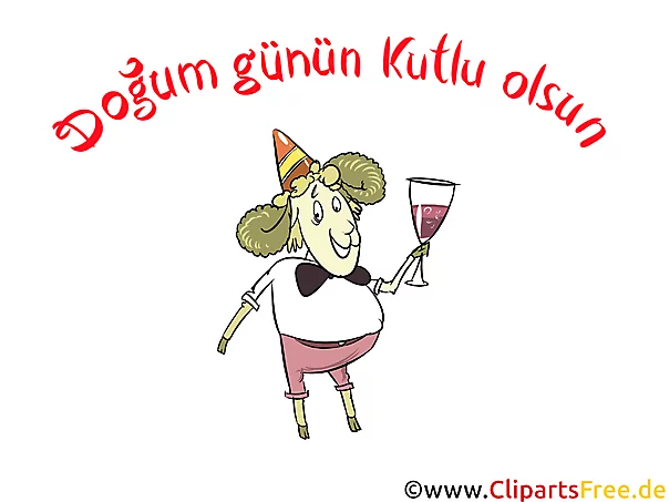 Alles Gute zum Geburtstag Gruss auf Türkisch, Clipart, Bild, Illustration