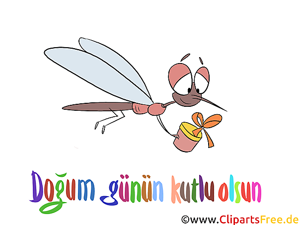 Comic Glückwunschkarte auf Türkisch, Clipart, Bild, Illustration