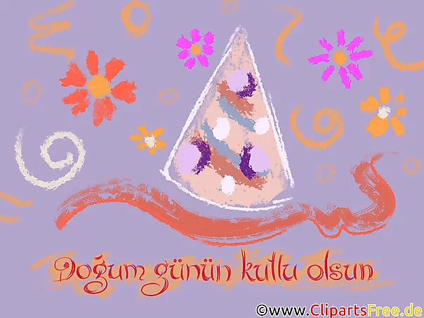 e-Card zum Geburtstag auf Türkisch Clipart, Bild, Glückwunschkarte