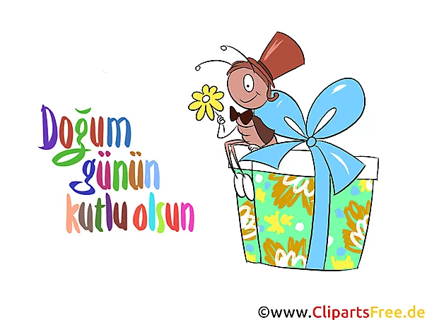 eCard auf Türkisch zum Geburtstag, Clipart, Bild, Illustration