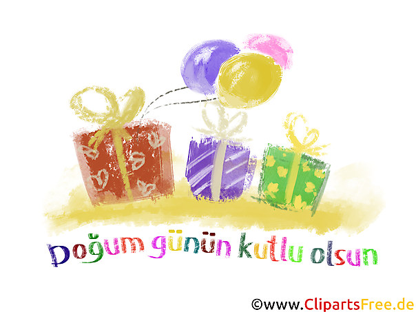 Geschenke zum Geburtstag Grußkarte auf Türkisch