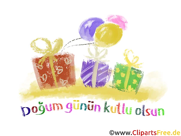 Geschenke zum Geburtstag Grußkarte auf Türkisch